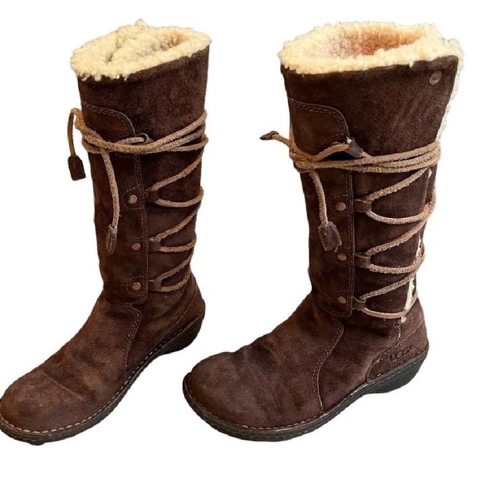 UGG Australia Surfcat Shearling Tall Suede BOOTS 5158 size 8 brown - Picture 5 of 13